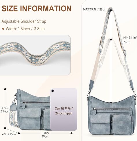 Crossbody Bags for Women Trendy Vegan Leather Crossbody Purse Shoulder Handbags Multiple Pockets Hobo Bag Ladies in Kuwait