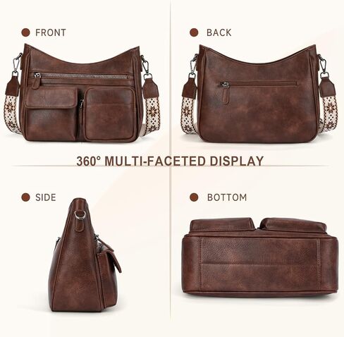 Crossbody Bags for Women Trendy Vegan Leather Crossbody Purse Shoulder Handbags Multiple Pockets Hobo Bag Ladies in Kuwait