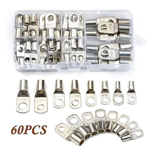 60X Copper Ring Lug Connector SC6-25 + 80X Heat Shrink Tubing 7mm 10mm Black Polyolefin Kit Wire Crimp Connector (Color : 60PCS Gold) in Kuwait