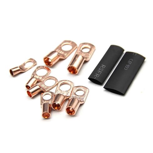 60X Copper Ring Lug Connector SC6-25 + 80X Heat Shrink Tubing 7mm 10mm Black Polyolefin Kit Wire Crimp Connector (Color : 60PCS Gold) in Kuwait