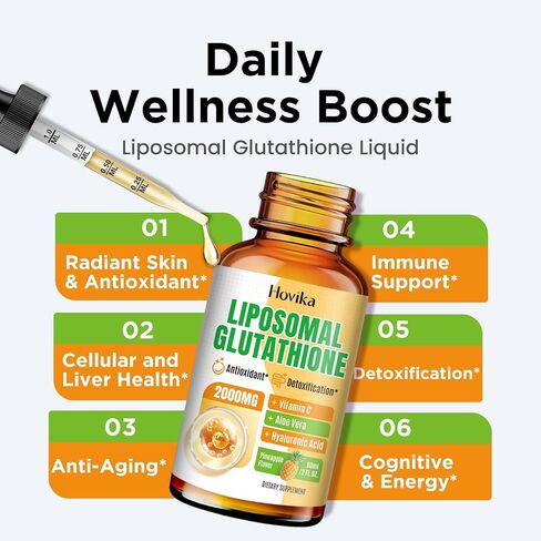 Liposomal Glutathione Supplement 2000mg, Liquid Glutathione Drops with Vitamin C, Master Antioxidants for Immune System, Aging Defense, Skin Headth, Liver Detox - Superior Absorption, Vegan 2 Fl Oz in Saudi Arabia