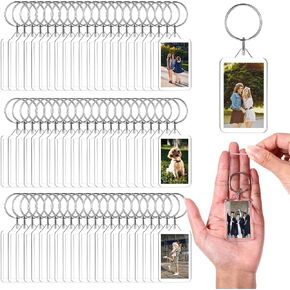 200 Pcs Clear Acrylic Photo Keychain, Transparent Picture Keychain, Blank Photo Insert Keyring, DIY Picture Frame Keyring with Split Ring for Party Gift in Kuwait