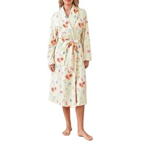 Women Summer Floral Fruit Print Dressing Gown Soft Plush Lounge Robe Cute Bathrobe Lightweight Warm Robe with Belt in Kuwait
