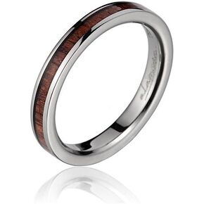 Arthur's Jewelry Genuine Inlay Hawaiian koa Wood Wedding Band Ring Titanium 3mm in Kuwait