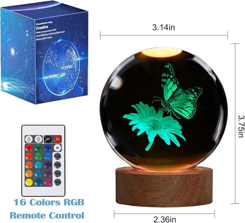 Penguin Night Light, Penguin Gifts, K9 3.15 Inch (80mm) Crystal Ball Night Light with 16 Colors Remote Upgraded Lamp for Birthday Xmas Cool Animal Figurines Gifts for Room Decor Boys Girls in Kuwait