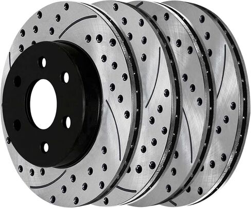AutoShack Black Hat Drilled and Slotted Brake Rotors Front and Rear Brake Rotor Replacement Kit for 2003-2006 Lincoln Navigator 2003-2006 Ford Expedition 4.6L 5.4L V8 4WD RWD PR64101PR64102 in Saudi Arabia