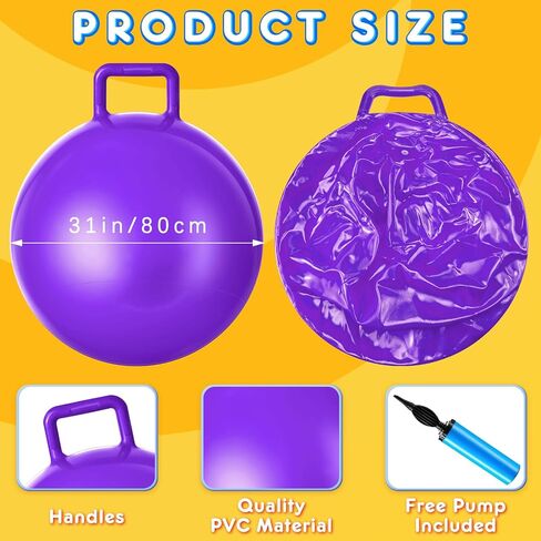 Lewtemi 2 Pcs 29 Inch Big Bouncing Ball with Handle Hopper Ball Jumping Hopping Ball Bouncy Ball for Adults Exercise Ball and Air Pump for Outdoor Sports Game(Blue Pink Cloud, Blue Purple Cloud) in Saudi Arabia