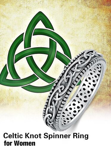 925 Sterling Silver Spinner Ring for Women Rotatable Mood Rings for Woman Relieve Stress Gift Fidget Rings Hand Crafted Vintage Rings in Saudi Arabia