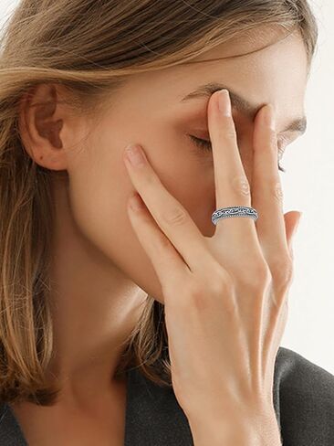 925 Sterling Silver Spinner Ring for Women Rotatable Mood Rings for Woman Relieve Stress Gift Fidget Rings Hand Crafted Vintage Rings in Saudi Arabia