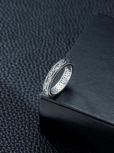 925 Sterling Silver Spinner Ring for Women Rotatable Mood Rings for Woman Relieve Stress Gift Fidget Rings Hand Crafted Vintage Rings in Saudi Arabia