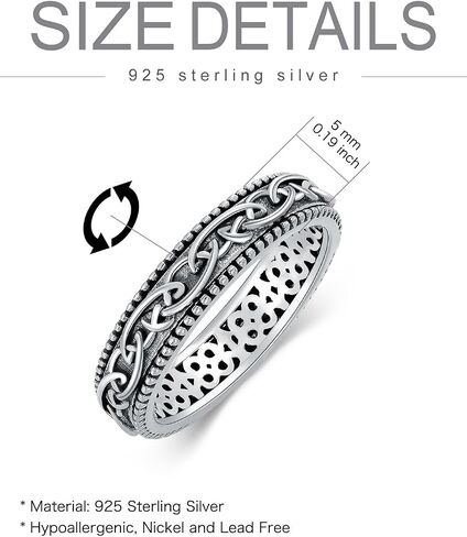 925 Sterling Silver Spinner Ring for Women Rotatable Mood Rings for Woman Relieve Stress Gift Fidget Rings Hand Crafted Vintage Rings in Saudi Arabia