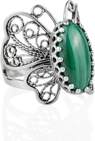 Sterling Silver Filigree Art Butterfly Women Cocktail Ring with Gemstones in Kuwait