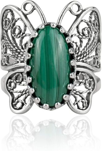 Sterling Silver Filigree Art Butterfly Women Cocktail Ring with Gemstones in Kuwait