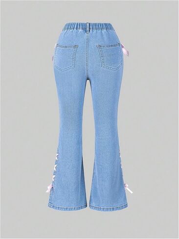 Floerns Girl's Bell Bottom Flare Jeans Cute Lace Up Bow Side Y2k Denim Pants in Kuwait