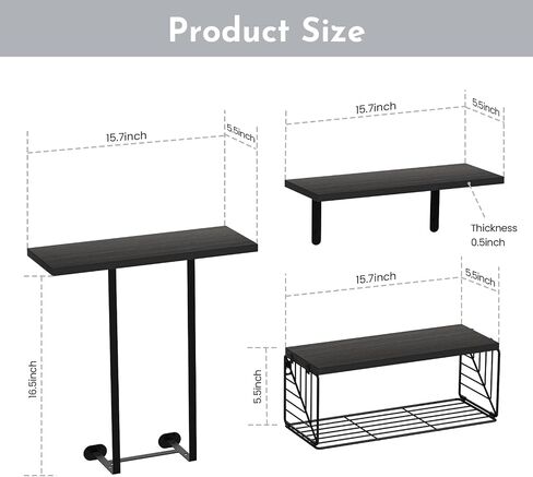 Floating Shelves for Wall Decor, Set of 3 Bathroom Shelves Over Toilet with Paper Storage Basket and Towel Rack, Farmhouse Wall Shelves for Bathroom, Bedroom, Living Room, Kitchen, Brown in Saudi Arabia