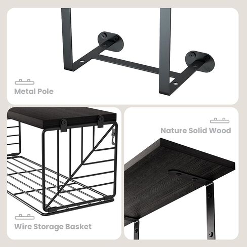 Floating Shelves for Wall Decor, Set of 3 Bathroom Shelves Over Toilet with Paper Storage Basket and Towel Rack, Farmhouse Wall Shelves for Bathroom, Bedroom, Living Room, Kitchen, Brown in Saudi Arabia