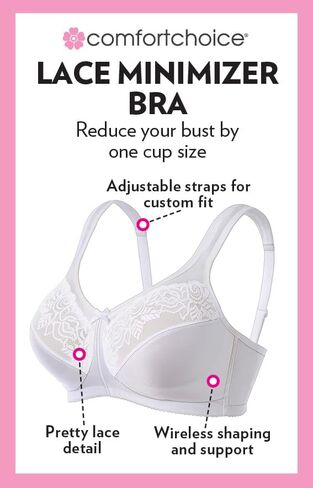 Comfort Choice Women's Plus Size Lace Minimizer Bra in Kuwait