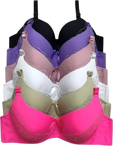 Viola's Secret Women Bras 6 Packs of T-Shirt Bra D Cup DD Cup 34D 36D 38D 40D 42D 36DD 38DD 40DD 42DD 44DD in Saudi Arabia