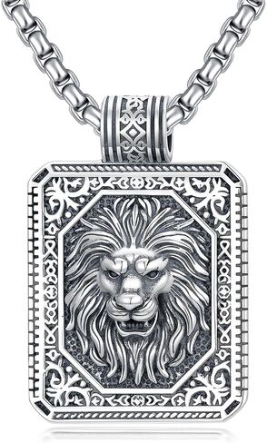 PELOVNY Lion Necklace 925 Sterling Silver Eagles Chain Wolf Pendant Leo Necklace Lion Jewelry Anniversary Birthday Gifts for Men Women in Saudi Arabia