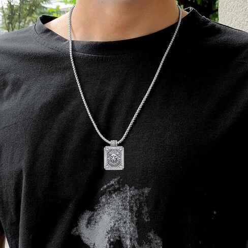 PELOVNY Lion Necklace 925 Sterling Silver Eagles Chain Wolf Pendant Leo Necklace Lion Jewelry Anniversary Birthday Gifts for Men Women in Saudi Arabia