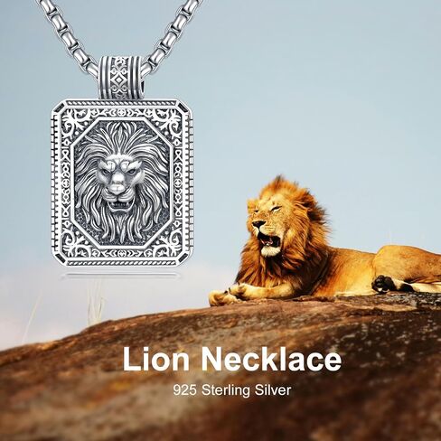 PELOVNY Lion Necklace 925 Sterling Silver Eagles Chain Wolf Pendant Leo Necklace Lion Jewelry Anniversary Birthday Gifts for Men Women in Saudi Arabia