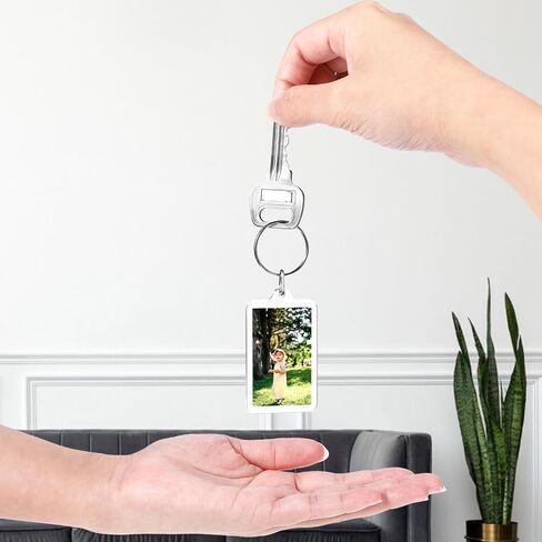 200 Pcs Clear Acrylic Photo Keychain, Transparent Picture Keychain, Blank Photo Insert Keyring, DIY Picture Frame Keyring with Split Ring for Party Gift in Saudi Arabia