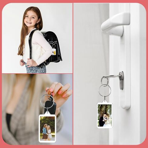 200 Pcs Clear Acrylic Photo Keychain, Transparent Picture Keychain, Blank Photo Insert Keyring, DIY Picture Frame Keyring with Split Ring for Party Gift in Saudi Arabia