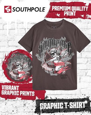 Southpole Boys Graphic Tees - Crewneck Pullover Short Sleeve Graphic Tee Shirts for Boys Tops Streetwear (Sizes: 8-20) in Saudi Arabia