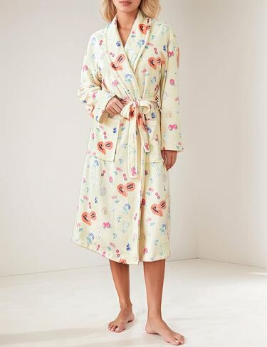 نساء صيف فاكهة الفاكهة طباعة ثوب خلع الملابس لينة رداء رداء رداء حمام لطيف الوزن رداء دافئ مع حزام in Kuwait