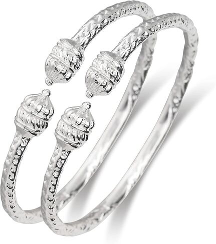 .925 Sterling Silver Royal Dome Taj Mahal Bangles Women Woman Silver Bracelet Set (1 Pair) in Kuwait