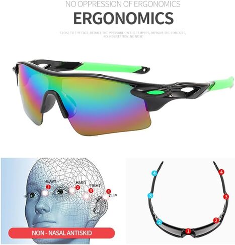 نظارات شمسية رياضية للأطفال من UV400 2، نظارات شمسية للأطفال للبيسبول للأولاد والبنات، ظلال خفيفة الوزن لركوب الدراجات للأعمار من 3 إلى 8 سنوات (إطار أسود/عدسة زرقاء + إطار أخضر/عدسة أرجوانية) in Saudi Arabia