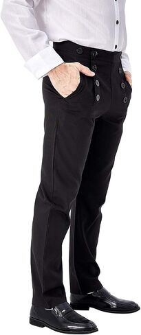 Men Medieval Steampunk Pants Adult Victorian Classic Trousers Halloween Vintage Cosplay Costume (US, Alpha, XX-Large, Regular, Regular, Khaki) in Kuwait