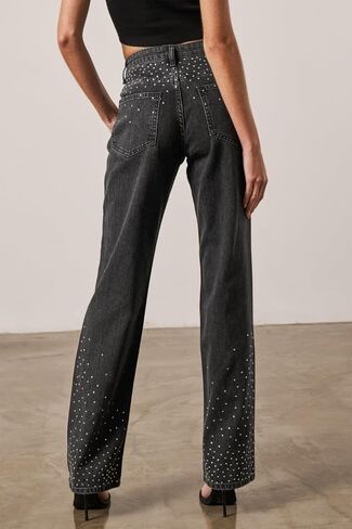 Kedera Womens High Waisted Rhinestone Jeans Wide Leg Denim Pants Sparkle Jeans Studded Bling Pants with Diamonds in Saudi Arabia