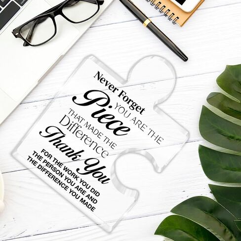 Thank You Appreciation Gifts for Coworkers, Retirement Goodbye Gift for Coworkers Colleagues Employees, Never Forget You Are the Piece That Made the Difference Acrylic Puzzle Piece Plaque Office Decor in Saudi Arabia