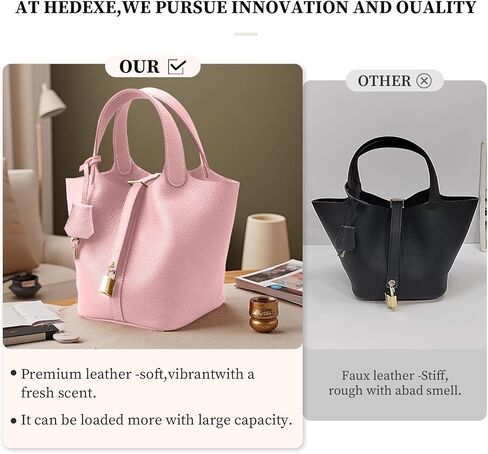 أكياس دلو جلدية مصممة للنساء: حافظات حقيقية من الجلد الأصلي - حقائب اليد الفاخرة ذات المقبض العلوي للسفر in Kuwait