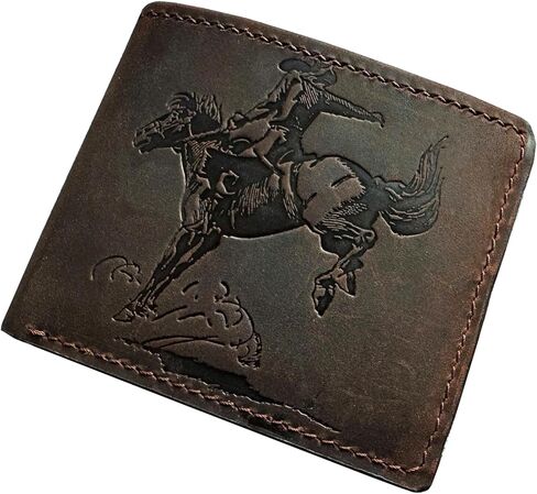 محفظة مصنوعة يدويًا من الجلد الأصلي ، محفظة ثنائية الأزرق ، هدية كلاسيكية لأبي - رعاة البقر in Kuwait