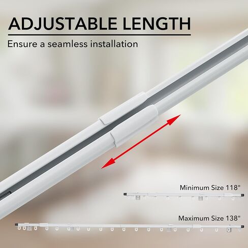 RYB HOME Curtain Track Ceiling Mount Retractable Slider Curtain Track System Heavy Duty Easy Install for Living Room Divider Hospital Bedroom RV Sliding Glass Door, Matte White, 9.8-11.5 FT, 1 Set in Saudi Arabia