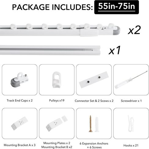 RYB HOME Curtain Track Ceiling Mount Retractable Slider Curtain Track System Heavy Duty Easy Install for Living Room Divider Hospital Bedroom RV Sliding Glass Door, Matte White, 9.8-11.5 FT, 1 Set in Saudi Arabia