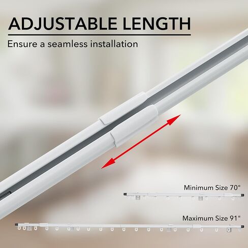 RYB HOME Curtain Track Ceiling Mount Retractable Slider Curtain Track System Heavy Duty Easy Install for Living Room Divider Hospital Bedroom RV Sliding Glass Door, Matte White, 9.8-11.5 FT, 1 Set in Saudi Arabia
