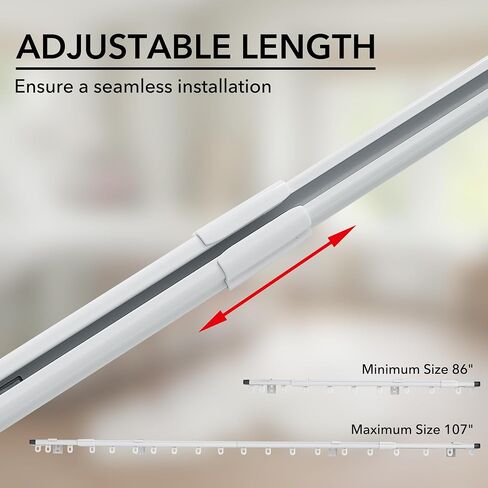 RYB HOME Curtain Track Ceiling Mount Retractable Slider Curtain Track System Heavy Duty Easy Install for Living Room Divider Hospital Bedroom RV Sliding Glass Door, Matte White, 9.8-11.5 FT, 1 Set in Saudi Arabia