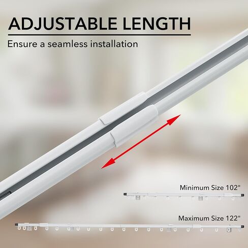 RYB HOME Curtain Track Ceiling Mount Retractable Slider Curtain Track System Heavy Duty Easy Install for Living Room Divider Hospital Bedroom RV Sliding Glass Door, Matte White, 9.8-11.5 FT, 1 Set in Saudi Arabia
