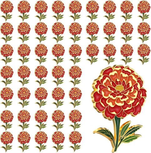 Marigold Flower Enamel Pin Elegant Brooch for Women's Accessories Marigold Floral Lapel Pin Flower Birthday Gift for Wedding Suits Dresses Gardeners in Saudi Arabia
