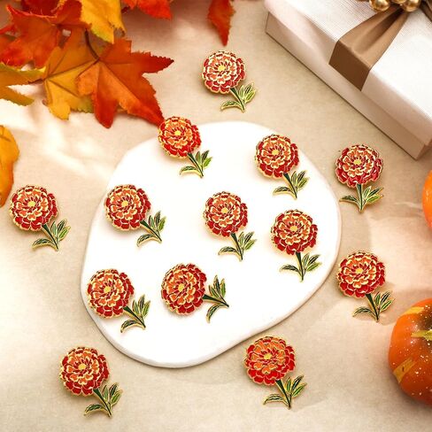 Marigold Flower Enamel Pin Elegant Brooch for Women's Accessories Marigold Floral Lapel Pin Flower Birthday Gift for Wedding Suits Dresses Gardeners in Saudi Arabia