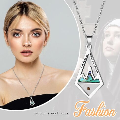 Mustard Seed Necklace for Women Men: Stainless Steel Mountain Pendant Necklace Faith Jewelry Set Inspirational Christian Gifts in Kuwait