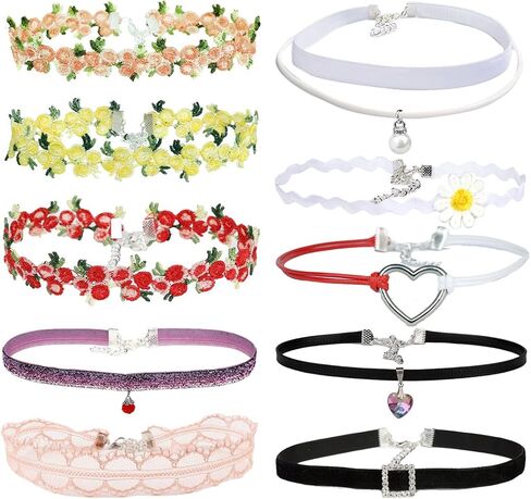 10pcs Fashion Elegant White Lace Choker Necklace for Women Simple Fashion Jewelry in Kuwait
