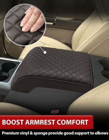 KBH Center Console Cover for Ford F250 F350 F450 F550 2011 2012 2013 2014 2015 ، Bucket SEAT ، Vinyl Leather Trim ، Car Recrest Protector ، in Kuwait