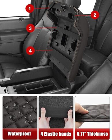 KBH Center Console Cover for Ford F250 F350 F450 F550 2011 2012 2013 2014 2015 ، Bucket SEAT ، Vinyl Leather Trim ، Car Recrest Protector ، in Kuwait
