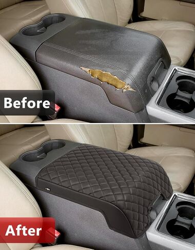 KBH Center Console Cover for Ford F250 F350 F450 F550 2011 2012 2013 2014 2015 ، Bucket SEAT ، Vinyl Leather Trim ، Car Recrest Protector ، in Kuwait