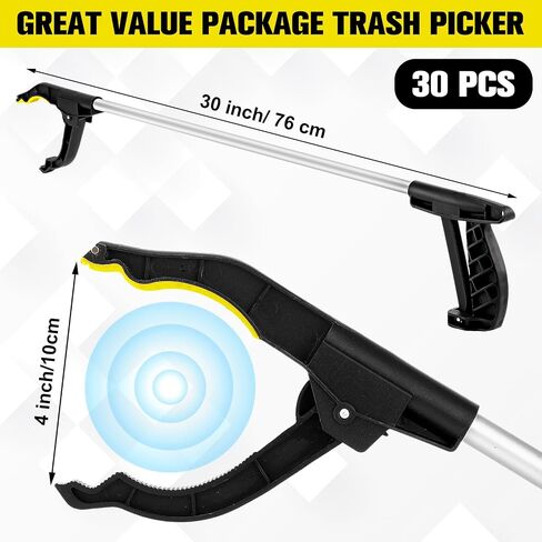 Sabary 10 Pcs Operation Christmas Grabber Reacher Trash Pickers Tool 30'' Long Upper Bulk Litter Grabber Heavy Duty Handy Mobility Aids Pick up Lightweight Nonslip Claw Elderly Arm Extension Stick in Saudi Arabia
