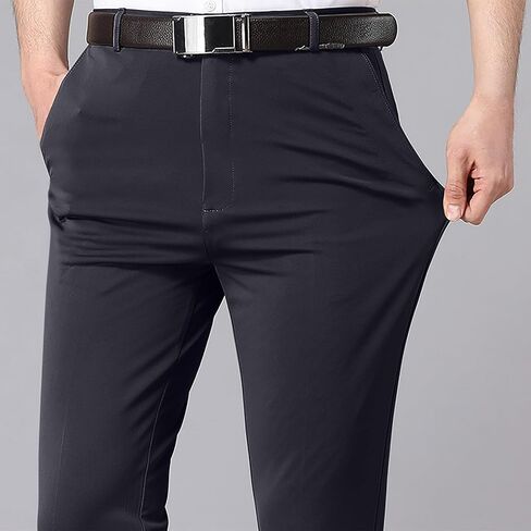 Mens Golf Pants Stretch Relaxed Fit Dress Pant Business Casual Flat Front Work Wear Lightweight with Pockets in Saudi Arabia